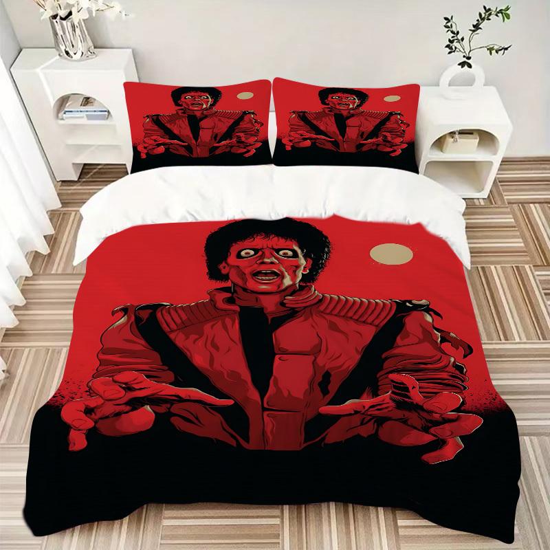 3pcs Thriller, Red Jacket Duvet Cover Set - Machine Washable, Includes 1 Duvet Cover and 2 Pillowcases, No Core Included, All-Season Home De