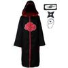 Akatsuki Uchiha Itachi Cloak for Kids Adult Long Black Robe Capes Halloween Carnival Cosplay Costume with Accessories