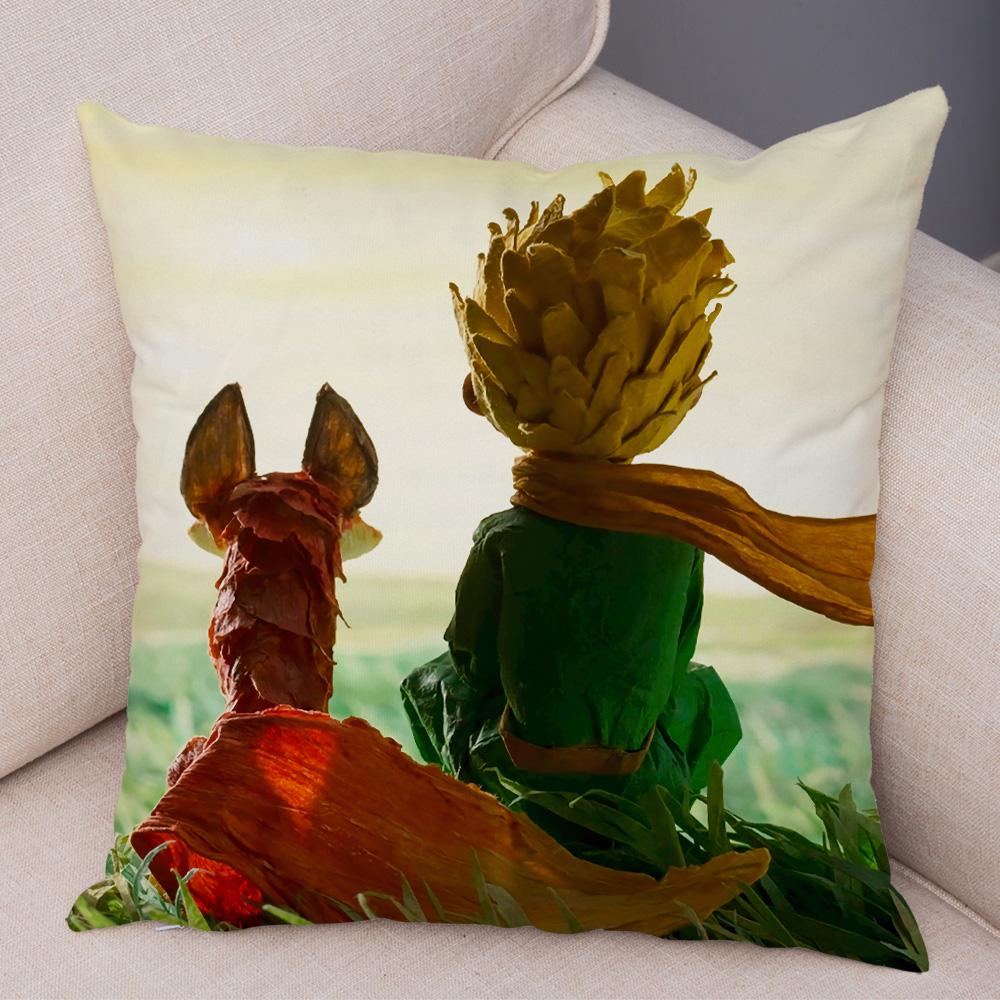 Little Prince Cushion Cover Decor France Anime Cartoon Print Pillow Case for Sofa Home Children Room Soft Plush Throw Pillowcase