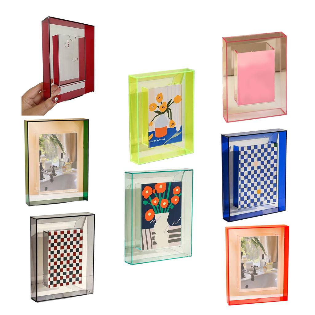 Photo Frame Acrylic Photo Holder for Tabletop or Desktop Display Support Horizontal Vertical Clear