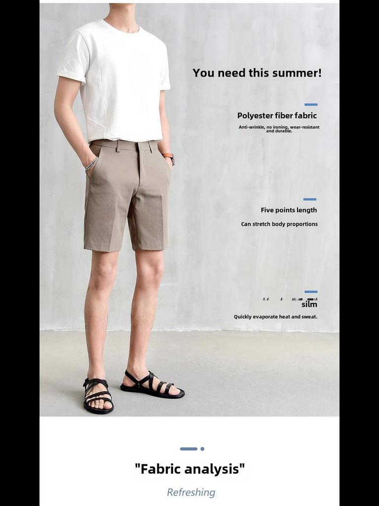 Pánské slim lehké business casual bílé šortky