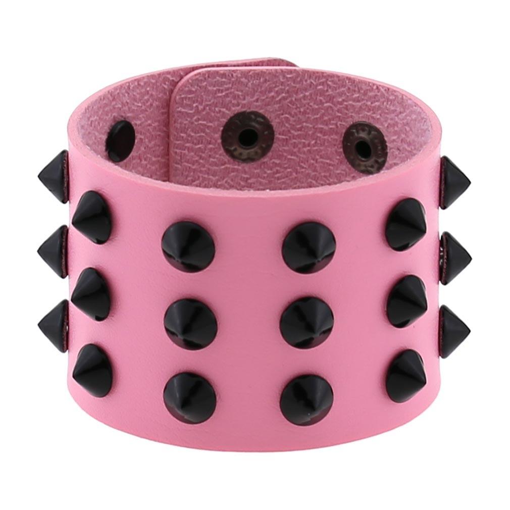Gothic Punk Hip Hop Rock Spike Rivet Stud PU Leather Wristband Bracelet Bangle