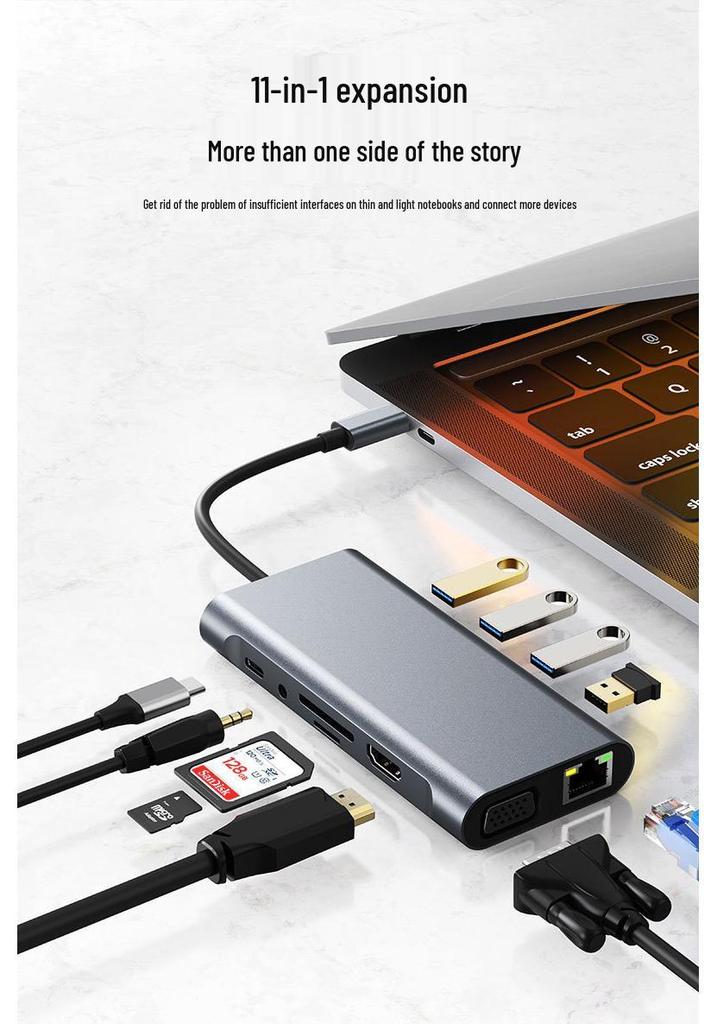 Type C to HDMI Laptop Dock with VGA, Gigabit Ethernet, USB 3.0, and SD/TF Card Reader