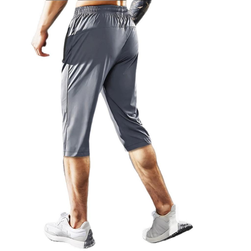 Men's Plus Size Lightweight Quick Drying Sports Pants with Zippered Pockets and Reflective Strips - High Stretch and Breathable, Fitness Apparel