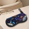 2D-Celestial Mandala Print Zipper Sunglasses Case, Protective Eyewear Organizer Box, Vintage Floral Galaxy Pattern Glasses Holder for Women Travel