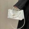Niche Design New Style Metal Rope Buckle Genuine Leather Woven Tote Bag One-shoulder Portable Large-capacity Retro Women's