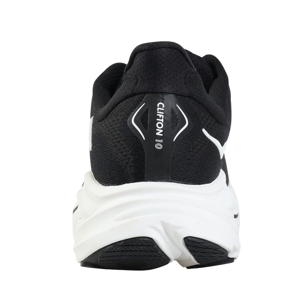 HOKA Clifton 10 Wide Running Black and White and Cushioned for Running and Walking and Shoes, (1162050-BWHT), Ultra-Lightweight (Black White/Size