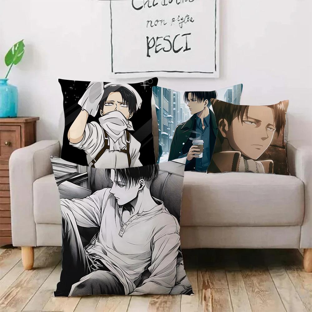 Levi Ackerman Attack On Titan Pillow Covers Cartoon Sofa Decorative Home Double-Sided Printing Short Plush Cute Cushion Cover
