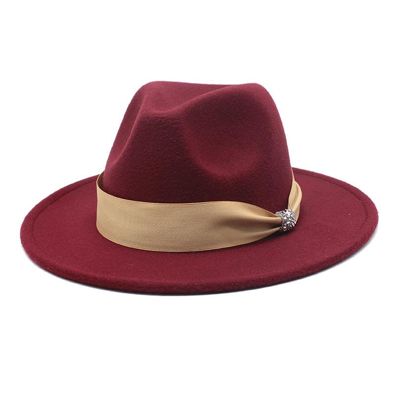 British Woolen Hat Women'S Spring Wide Brim Flat Top Internet Celebrity French Top Hat Flat Edge Imitation Wool Camel Jazz Hat