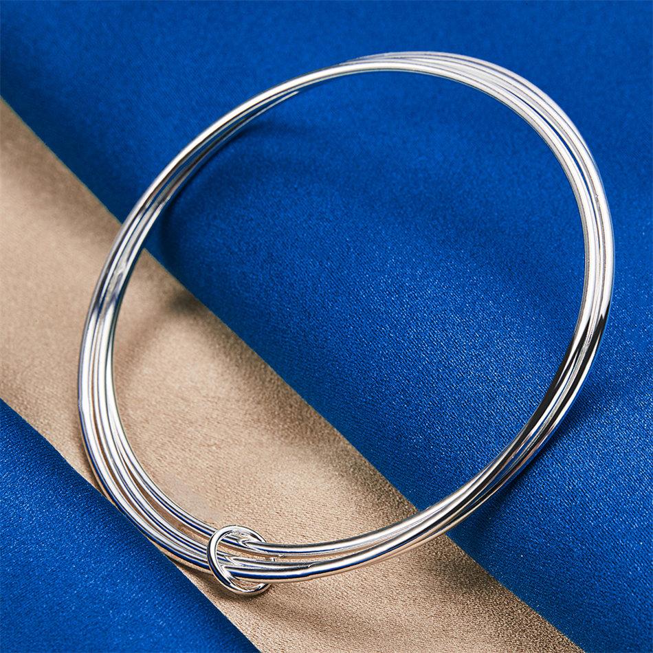 Elegant 925 Sterling Silver Minimalist Three-Strand Thin Bangle Bangle for Women, Fashionable Wedding Party Accessories