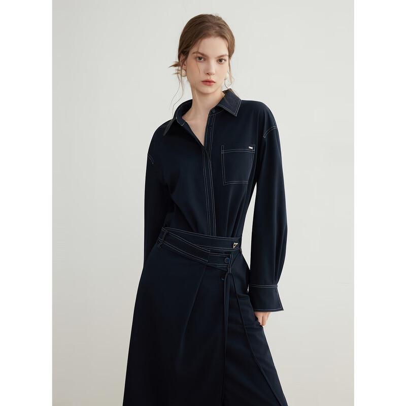 ELLE French Style Asymmetrical Waist Shirt Dress