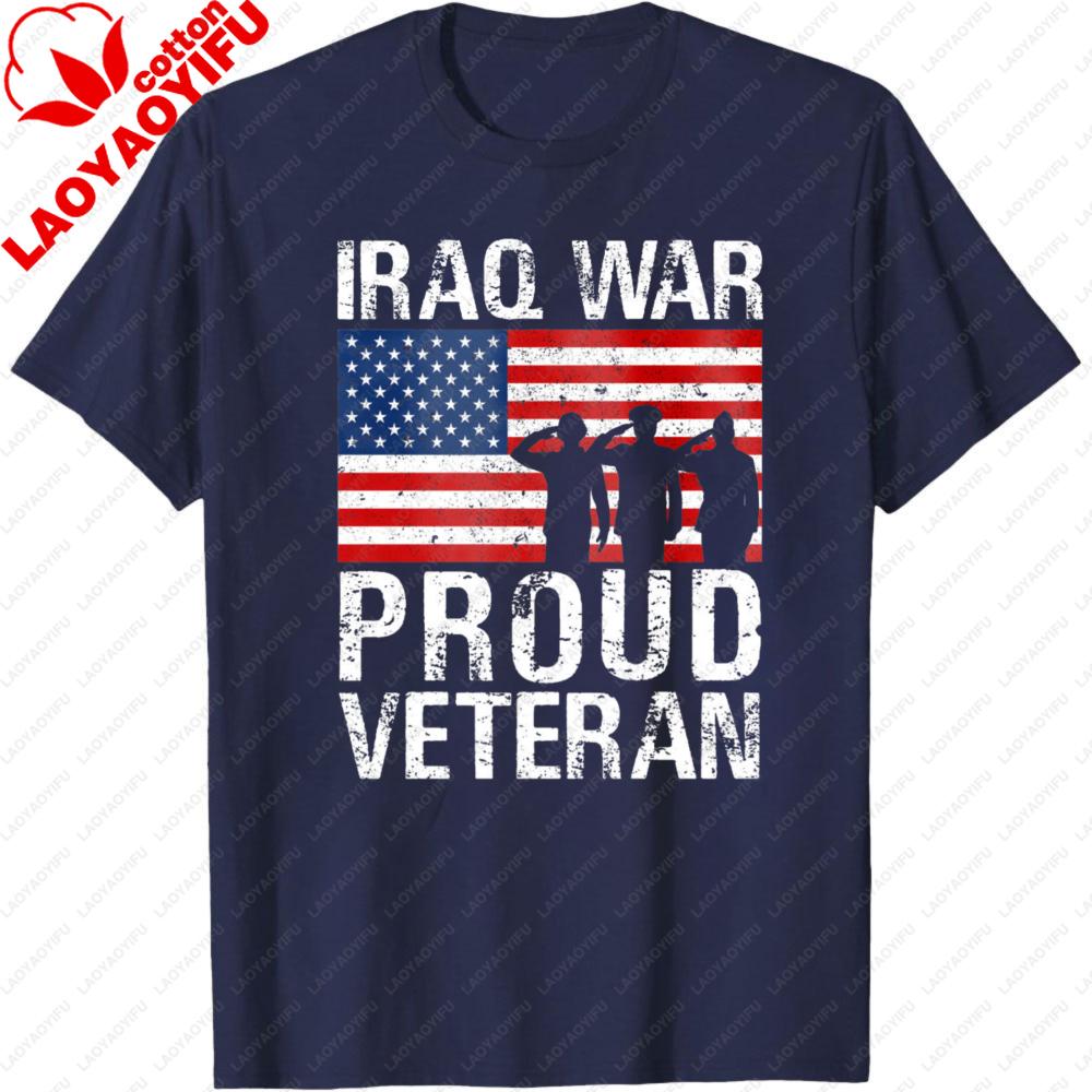 Proud Iraq Veteran Unisex Shirt Veteran Gift for Military Vet Unisex Women Combat Tops Unisex Clothes Summer Short Sleeve Tees