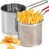 304 Edelstahl Fritteuse mit Frittierkorb Multifunktions Kleiner Topf Küchenspezifisches Frittieren Hähnchen und anderes Kochwerkzeug