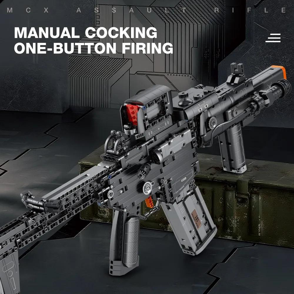 Non-Toxic 1589Pcs Mcx Tactical Rifle Gun Building Blocks Detachable Magazine Imitation Gun Model Bricks Kids Wargame Toys Holiday Gifts