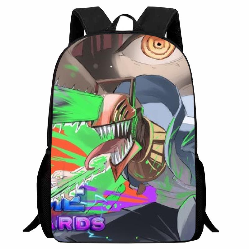 Printed Two-Dimensional Chainsaw Man Schoolbag, Primary School Student Cartoon Chaaw Man Backpack