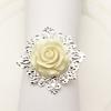 6Pcs Attractive Rose Napkin Fine Workmanship Buttons Beautifully Decorative White Bloom Flower Rose Serviette Towel