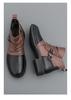 Men's Autumn Color Block Leather Ankle Boots - Plus Size, Thick Sole, British Style, Zipper High Tops, Formal & Casual.