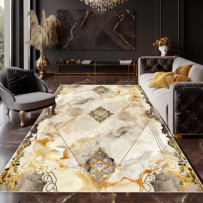

Marbled Luxury Black Gold Carpet Soft Kids Bedroom Living Room Area Rugs Easy Clean Floor Mats for Sofa Dining Balcony 60*90cm