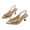 Fashion 2025 Womens Leather Slippers High Heels Shoes Party Pumps Woman Summer Sandals Women High Heel Slingback Sandal Shoes
