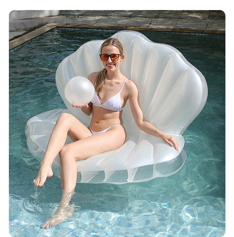 Inflatable Pearl Shell Pool Float & Swimming Raft White Shell белый