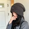 Big head circumference wool hat for women, small face in autumn and winter, warm ear protection, knitted cold hat, loose pile hat for men