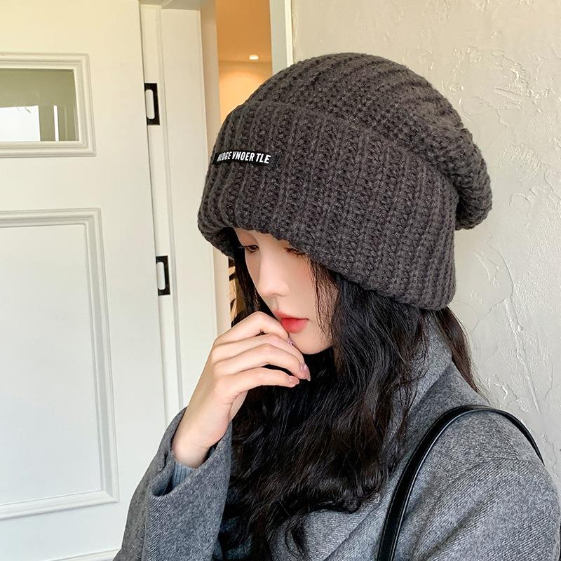 Big Head Circumference Wool Hat for Women, Small Face In Autumn and Winter, Warm Ear Protection, Knitted Cold Hat, Loose Pile Hat for Men