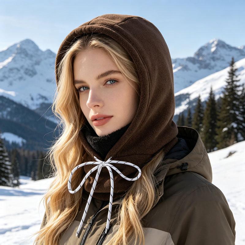 Winter Outdoor Skiing Velvet Cold and Warm Three-in-one Neck Hat Women's Cycling Windproof Mask Thickened Pullover Hat