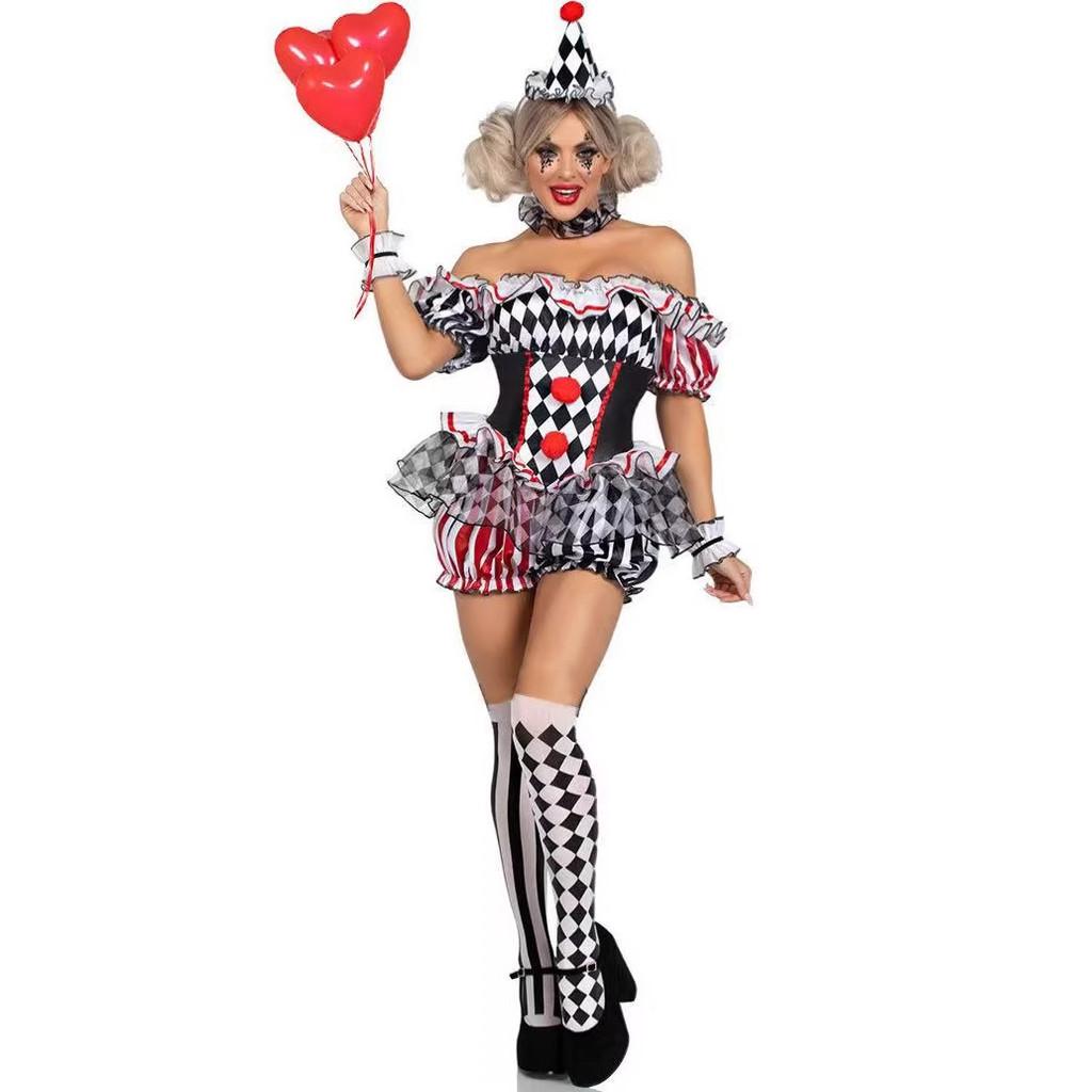 Clown Cosplay Costume For Women With Polyester Fabric And Versatile Performance Style
