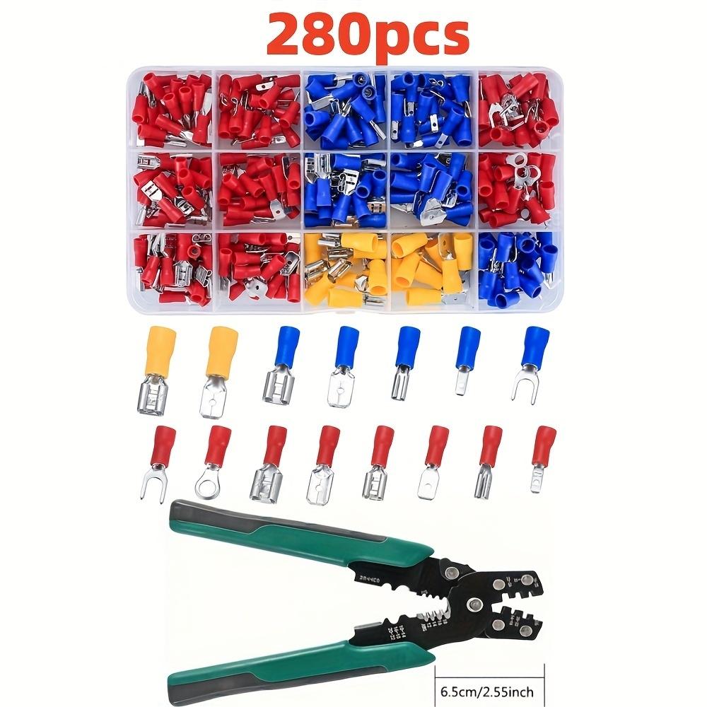 280pcs Insulated Wire Electrical Connectors with/without Tool Assorted Male/Female Wire Cable Crimp Terminals U-Type Fork Spade