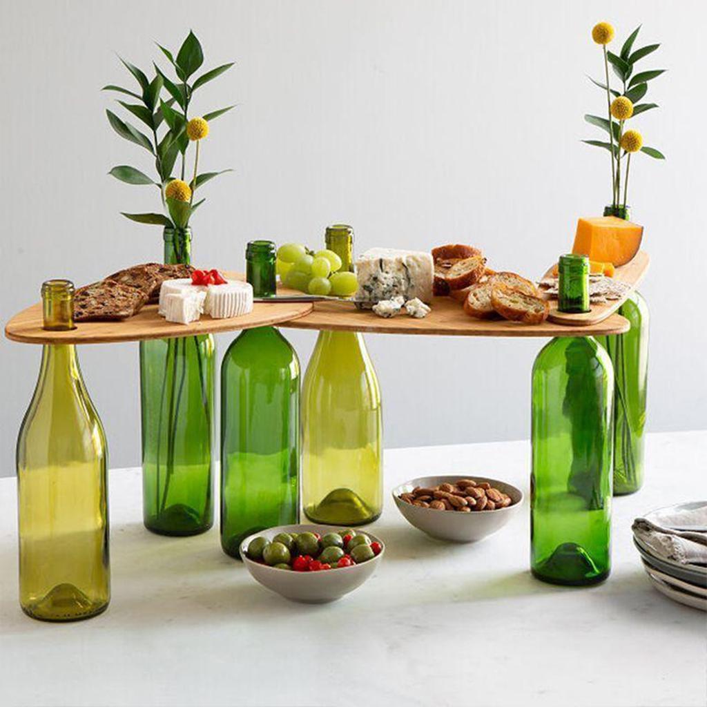 Wooden Wine Bottle Top Serving Tray for Picnic Outdoor Party