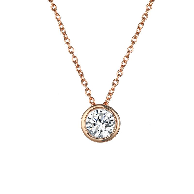 Shiny Colorful CZ Birthstone Necklace Round Stainless Steel Link Chain Necklace Boutique Birth Stone Zircon Necklace for Women