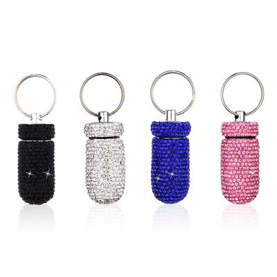 4 Pieces Waterproof Pill Cases Mini Rhinestone Dispenser Reusable Holder Adults Seniors Organizer Household Health Care