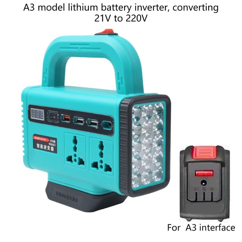 DC18V-21V to AC180V-220V Power Inverters For Outdoor Camping And Emergency Use With 120W Output And Lithiums Battery