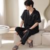Couple Pajamas Women's Summer Ice Silk Thin Short-sleeved Trousers 1011 New Silk Men's Cardigan Loungewear Set
