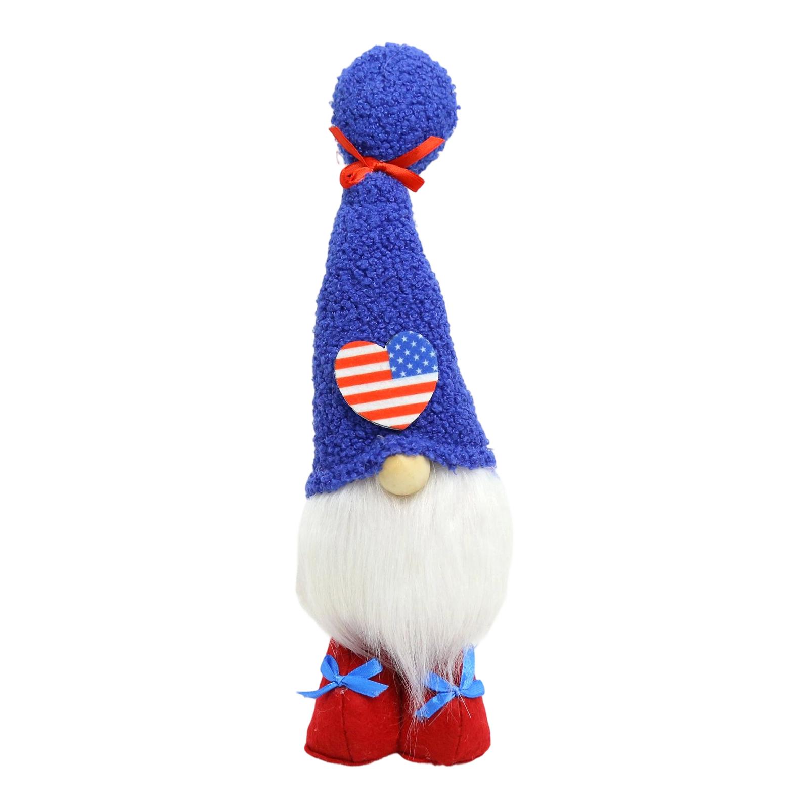 

Patriotic Gnome Plush Figurine with Star Decorations and Tall Hat for Holiday Home Decoration and Seasonal Display One Size синий
