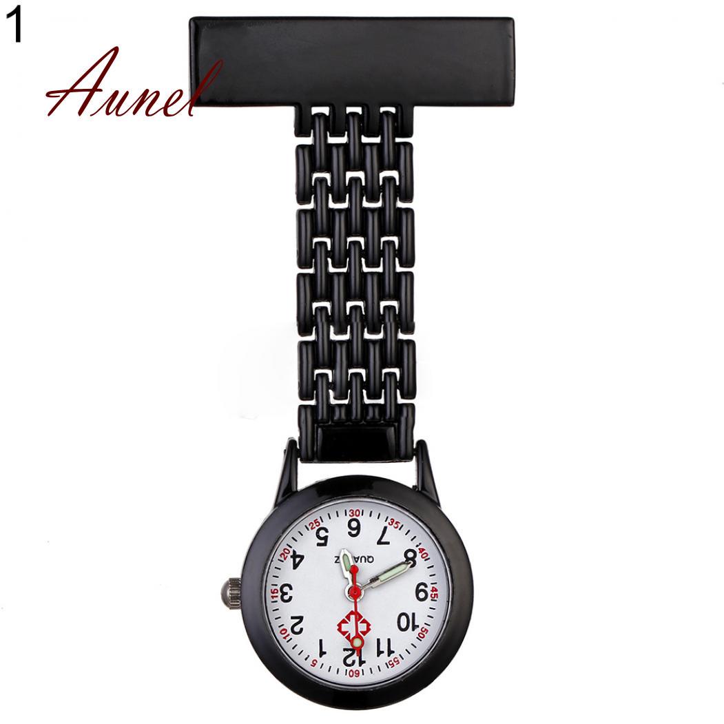 

Металлическая карманная кварцевая аналоговая брошь с зажимом для медицинской медсестры, часы-брелок чёрный