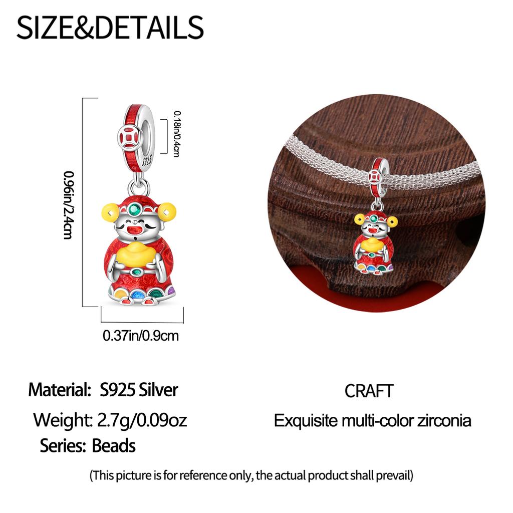 Charms Plata  God Of Wealth Beads Fit Original  Bracelets Charms For Women Jewelry Diy Making Gifts