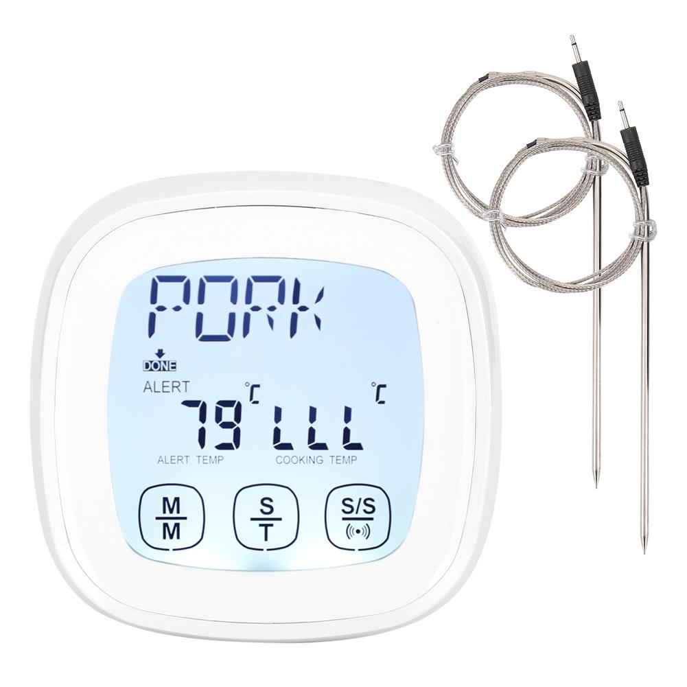 Digital grilltermometer med pekskärm och timerfunktion, köksmatlagningsaccessoar