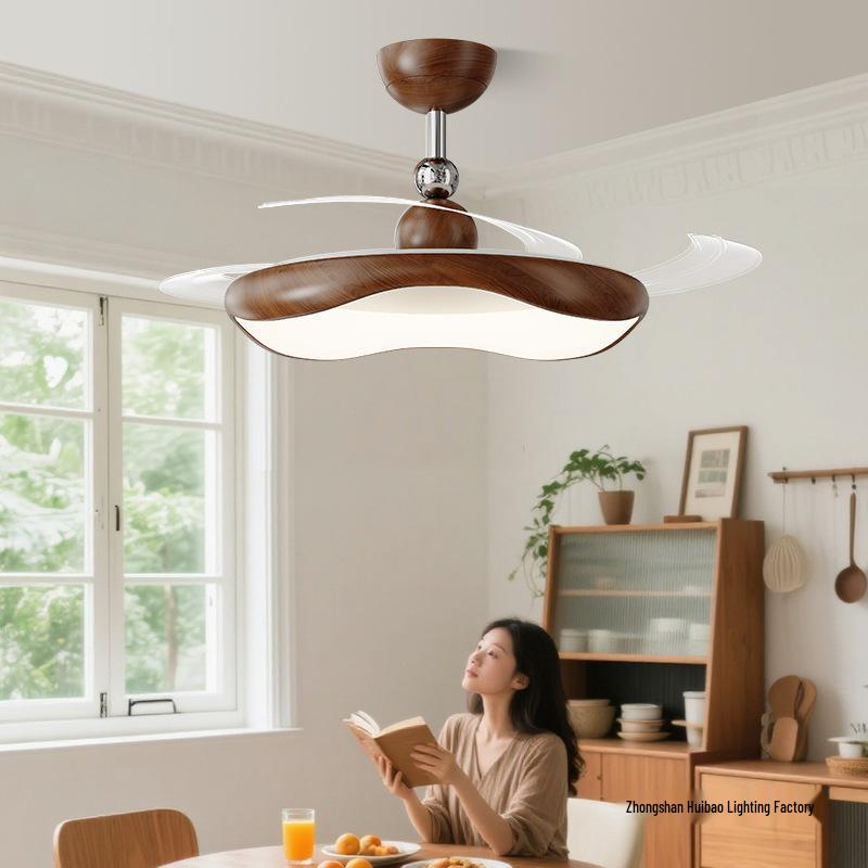 Entegre Işıklı Vintage Krem Minimalist Tam Spektrumlu Tavan Vantilatörü
