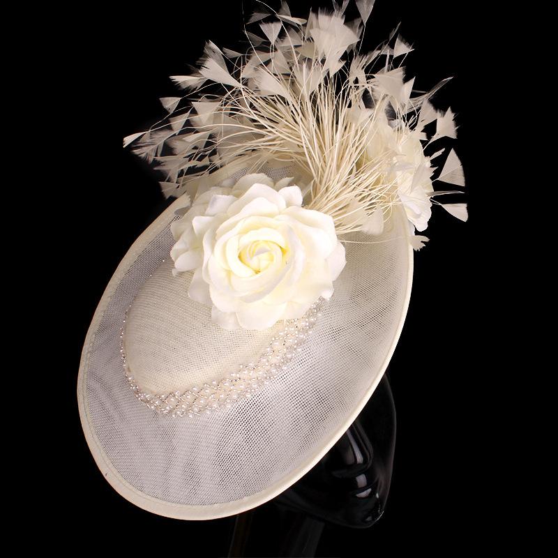 

Violet Flower European And American Style Headgear Bridal Red With Purple Top Hat Imitation Linen Headband Hairpin Dual-Purpose