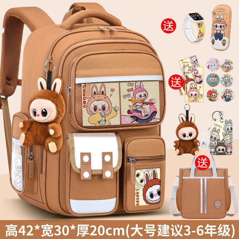 School bag new school bag for girls, primary school students, one or two boys, light children's spine care to reduce the burden