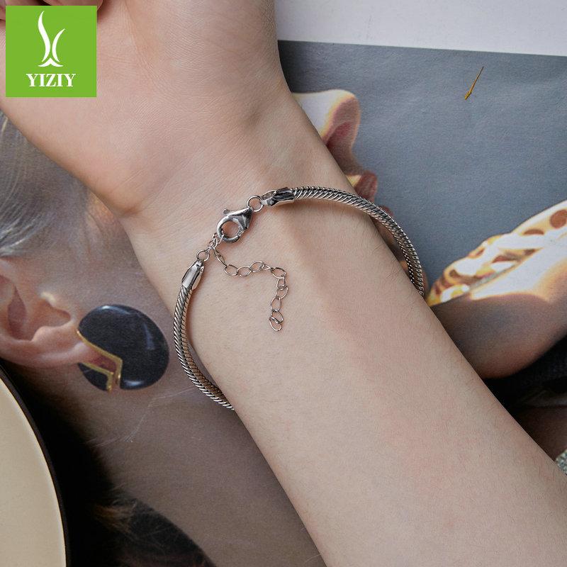 S925 Silver-Plated Platinum Lobster Buckle Basic Single Bracelet, Simple Versatile Diy Snake Bone Chain Bracelet