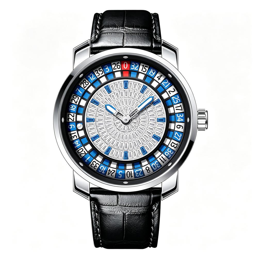 AILANG Herren Vollautomatische Mechanische Uhr Rad Rad Rad Glücksrad Herrenuhr Lederarmband