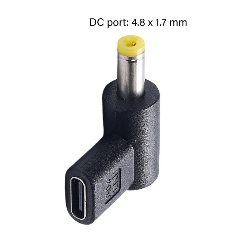 Type C Female To 4.8x1.7mm Male Charging Adapters 100W Fast Charging For 12V 20V Devices