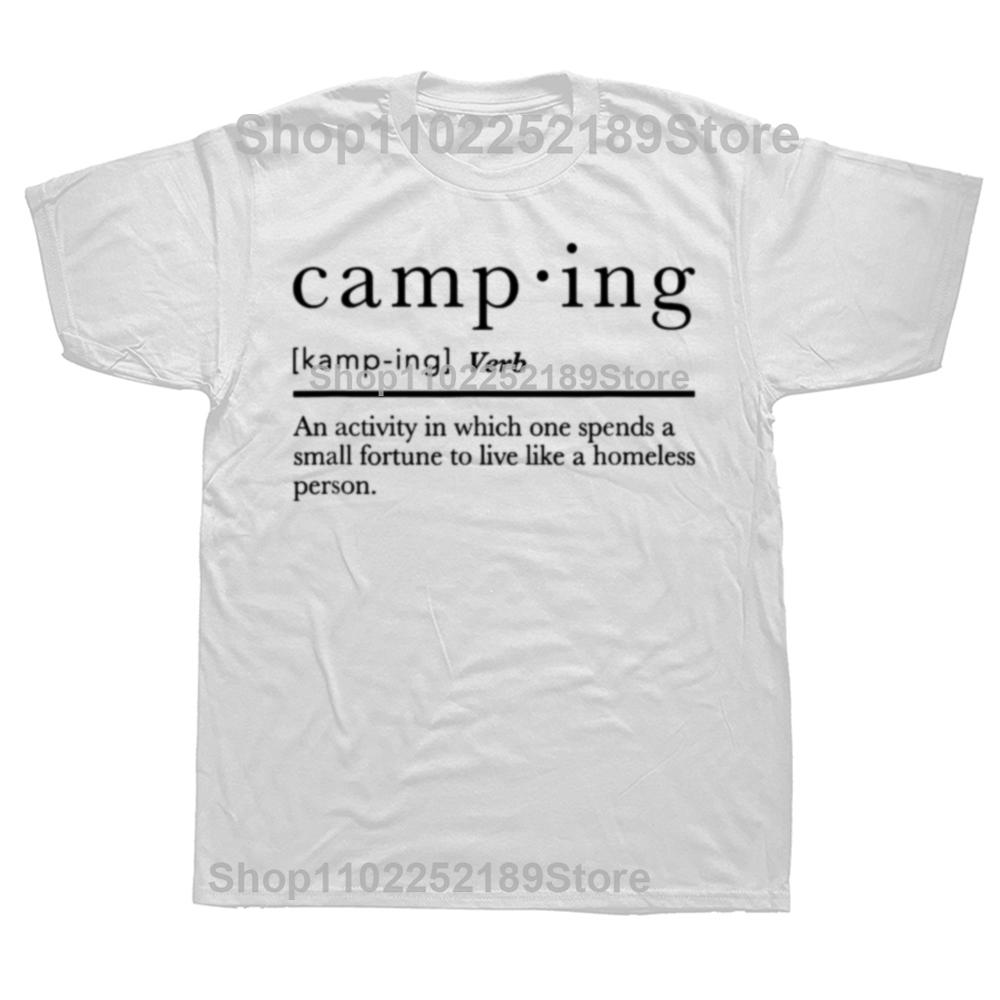 Lustige Camping Definition Camp Grafik T-Shirts Herren Damenmode Lässiges Übergroßes T-Shirt 100% Baumwolle Lockeres Übergroßes T-Shirt