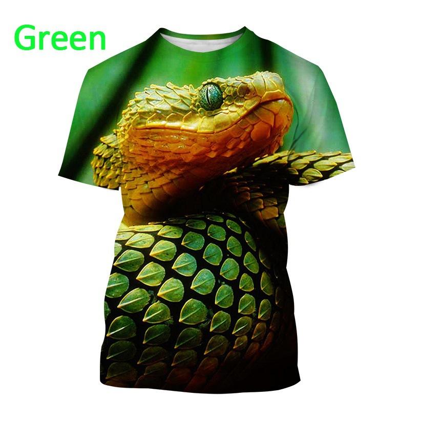 Summer Fashion 3D Printed Snake Shaped T-shirt for Men's Street Top Cool Casual Round Neck Short Sleeve T-shirts
