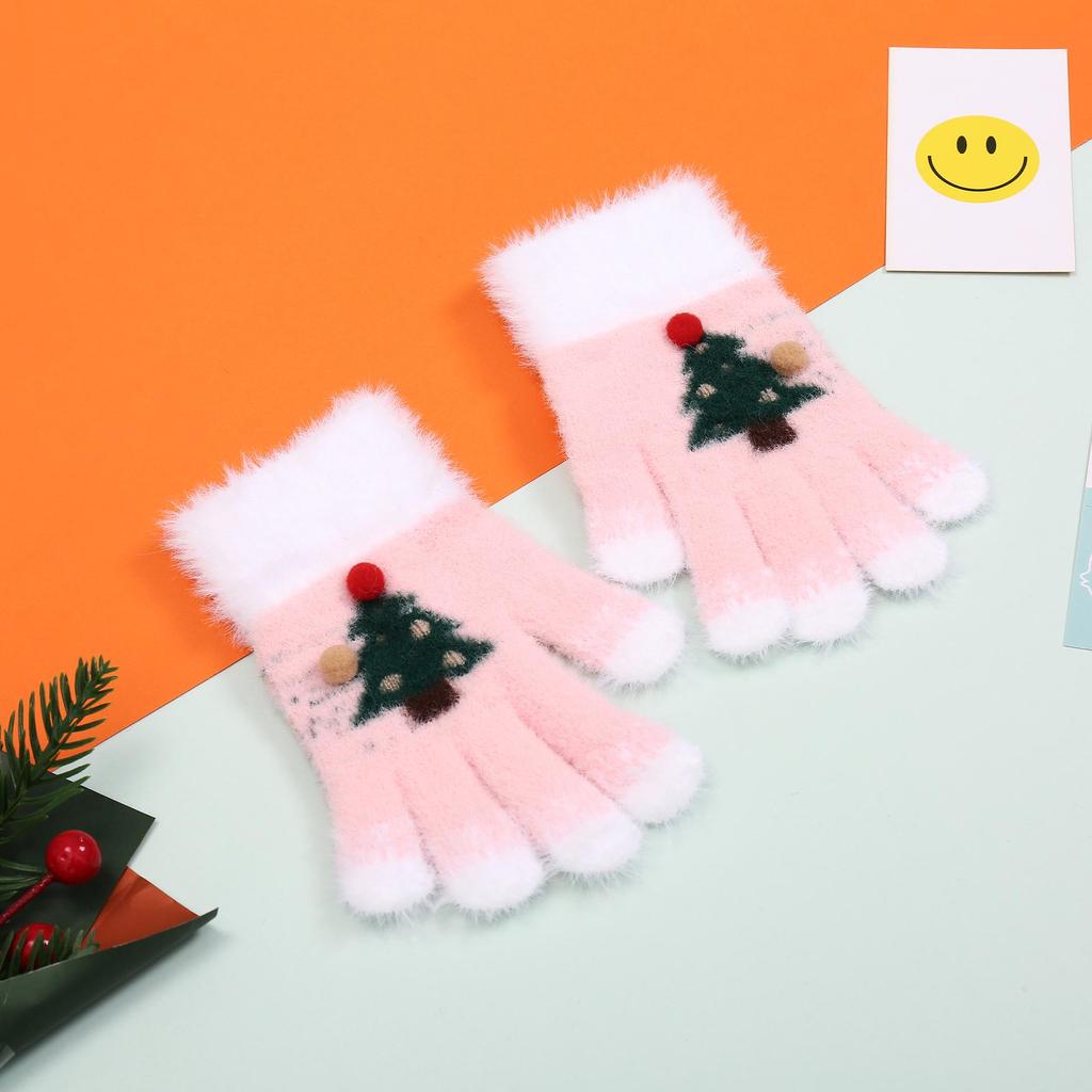 Warm Red Knitted Mittens for Girls, Cute & Cozy Christmas Gift, Ages 4-8