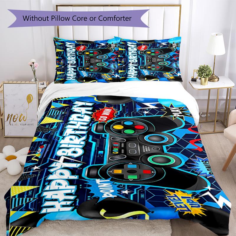 3pcs Game Controller Bedding Set Duvet Cover Closure Includes 1 Duvet Cover & 2 Pillowcases, Soft and Comfortable for All Seasons.