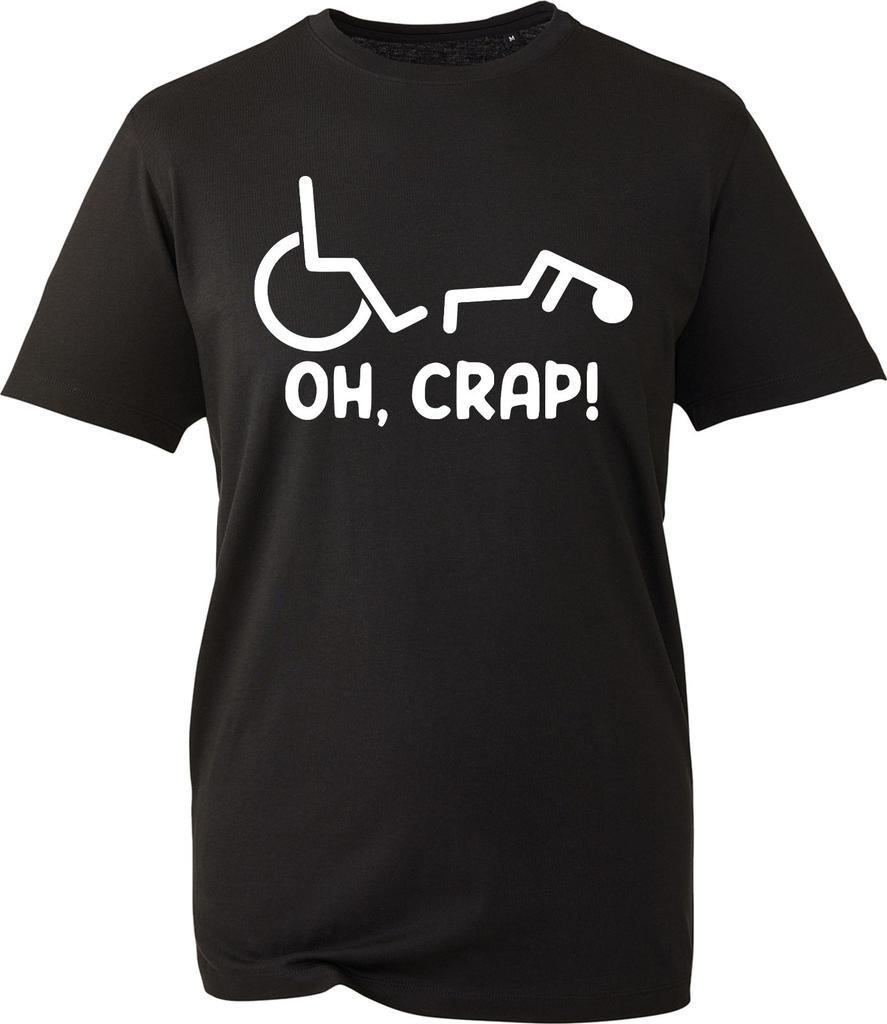 Funny Oh Crap T Shirt Mens Sarcastic Wheelchair Humour Graphic Cotton Tee New