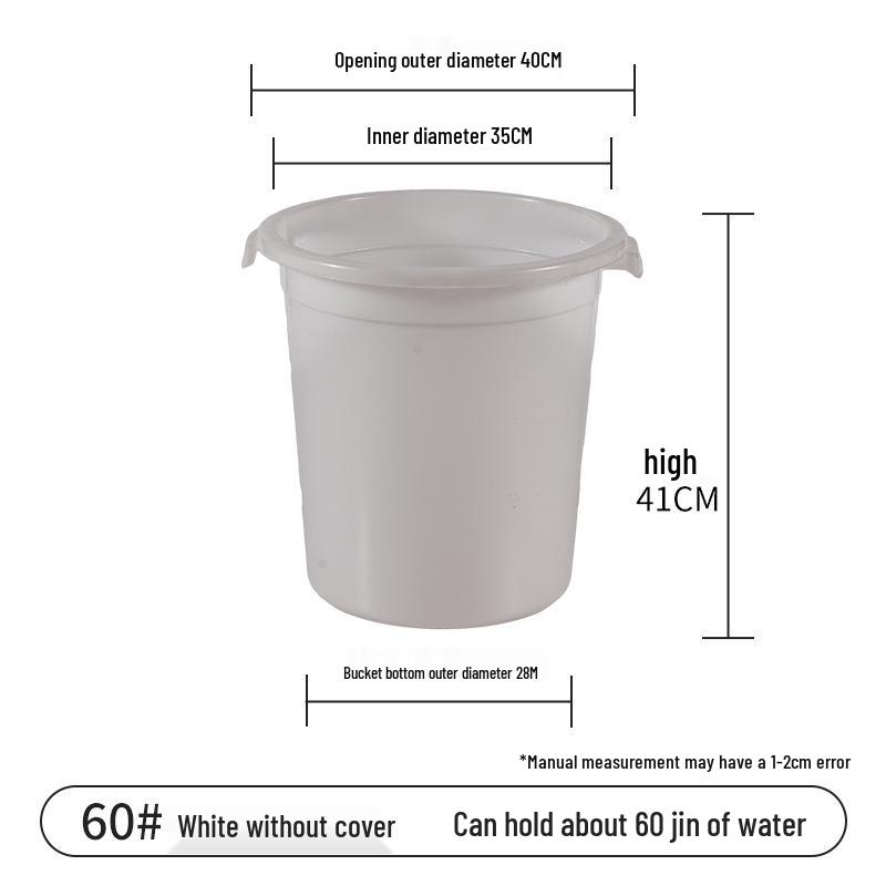 Extra Large Thickened Household Water Storage Bucket with Lid, White, for Fermentation & Enzyme Processing.